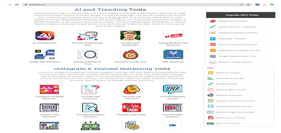 AiToolsKit.ai : Productive AI, Seo, Writing, Social media Tools (FREE)
