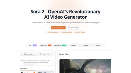 Sora 2 - Cinematic AI Video Generator with Synchronized Audio