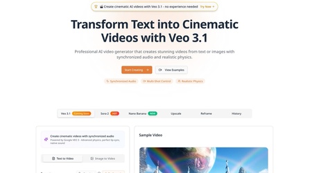 Veo 3.1 - Cinematic AI Video Generator with Audio